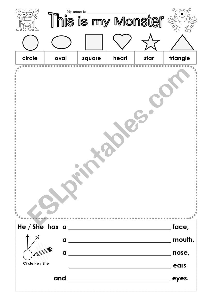 Draw and describe a monster. worksheet