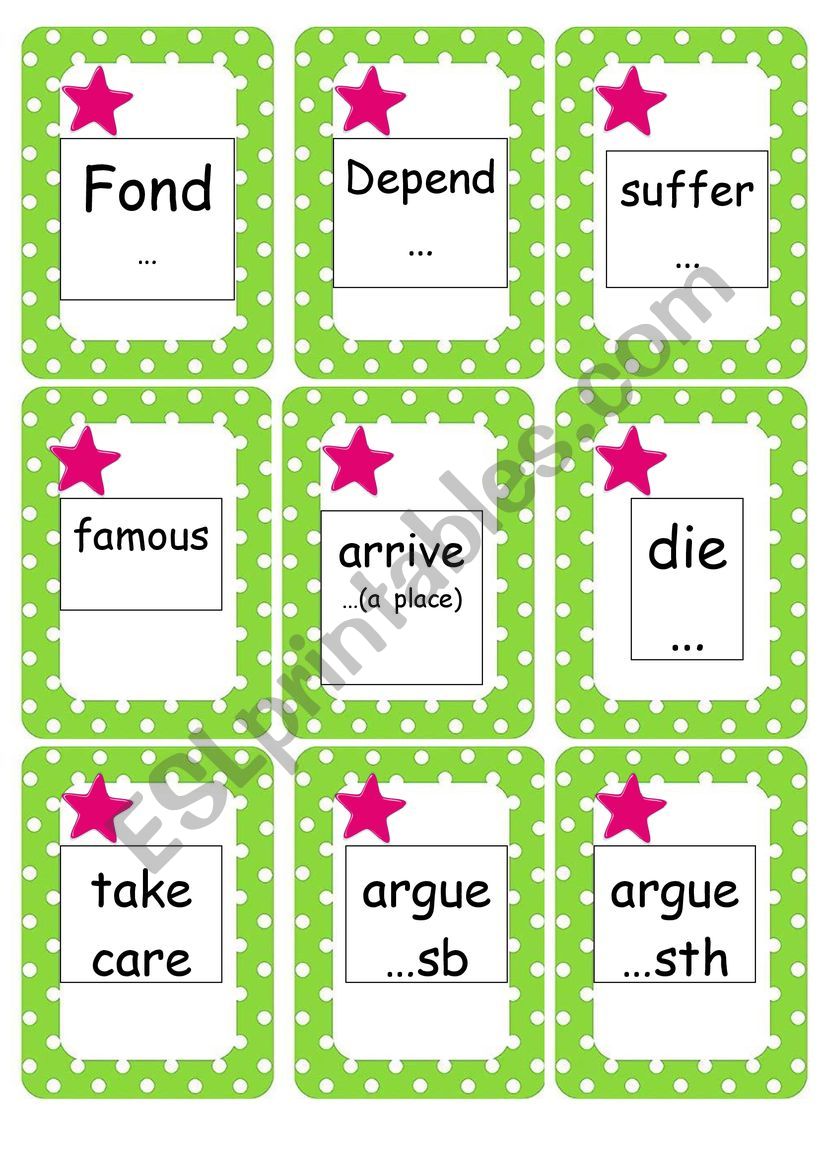 Derpendent prepositions worksheet