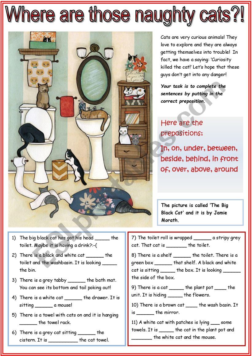 Prepositions with Cats worksheet