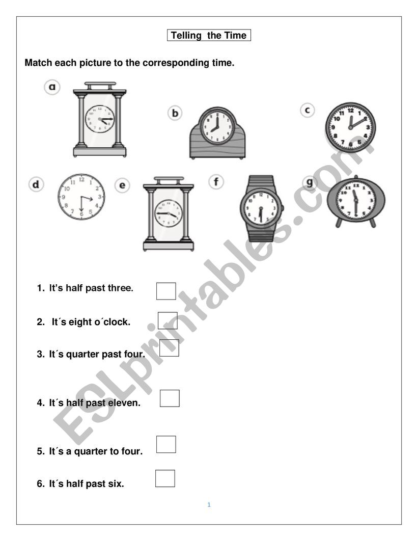 Telling the time worksheet