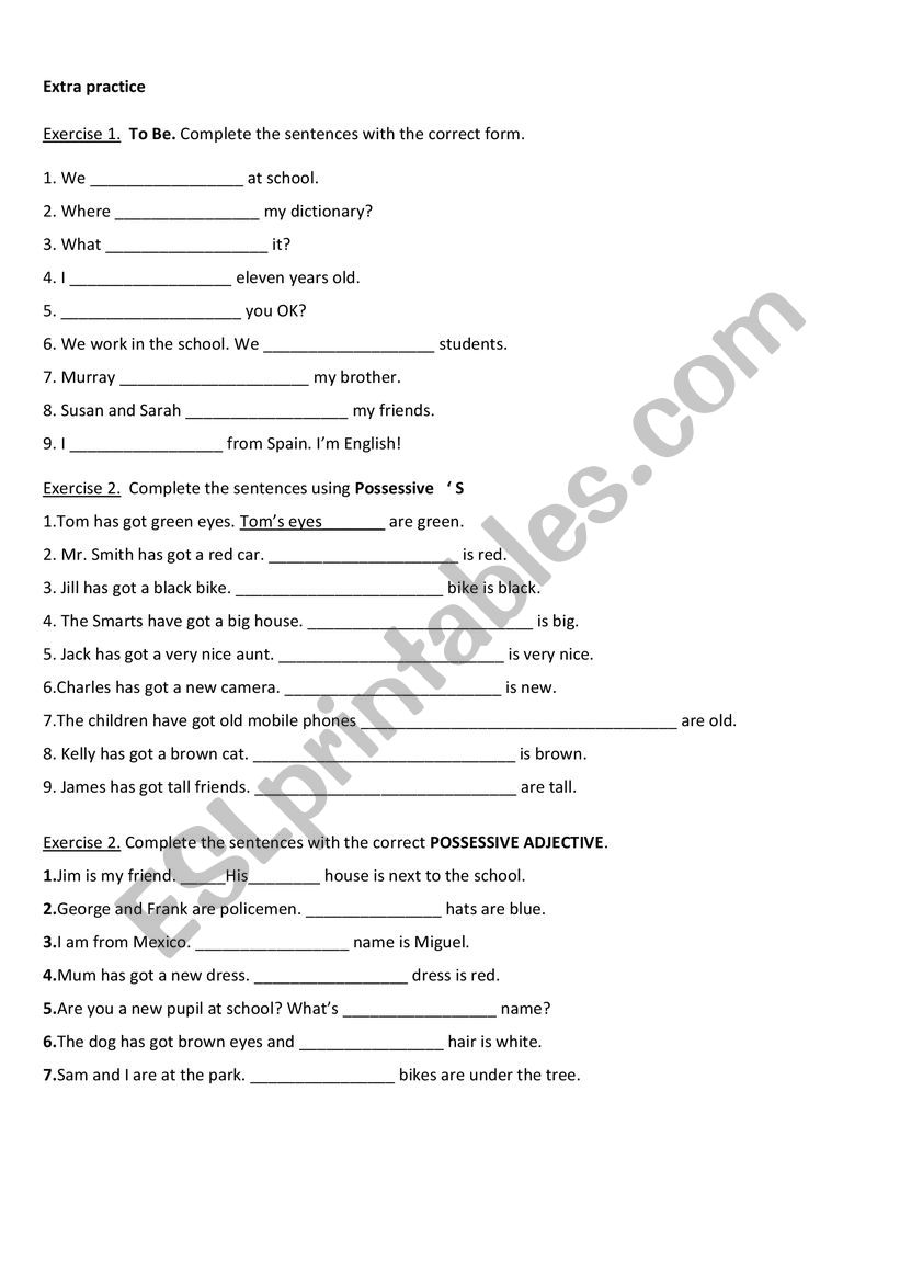 Revision exercises worksheet