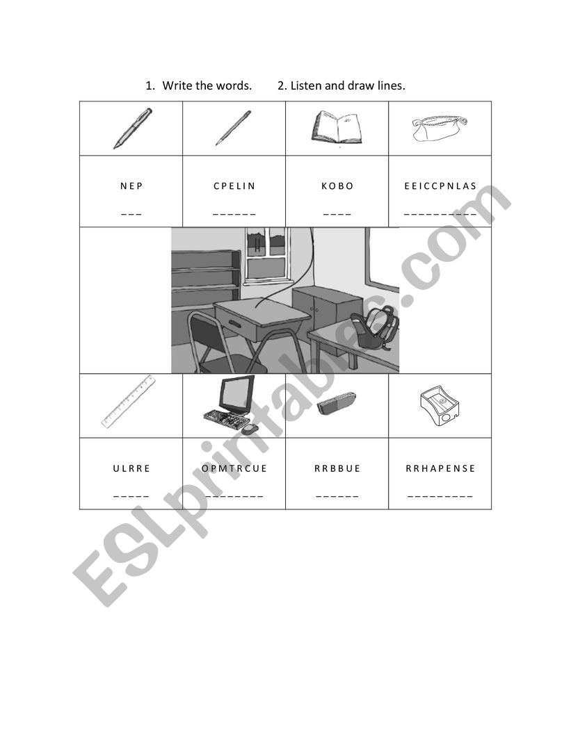 School Objects and preposition