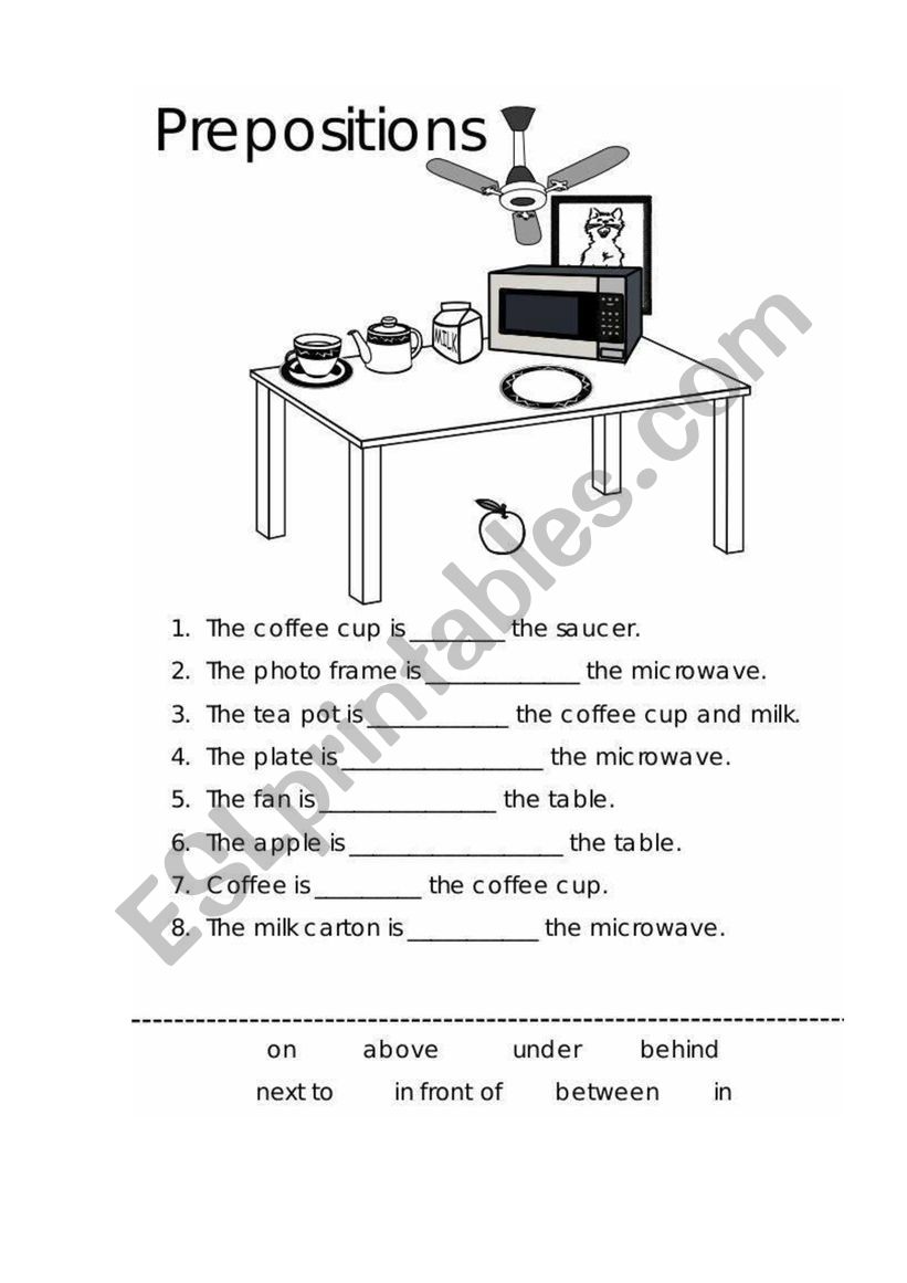 Prepositions worksheet