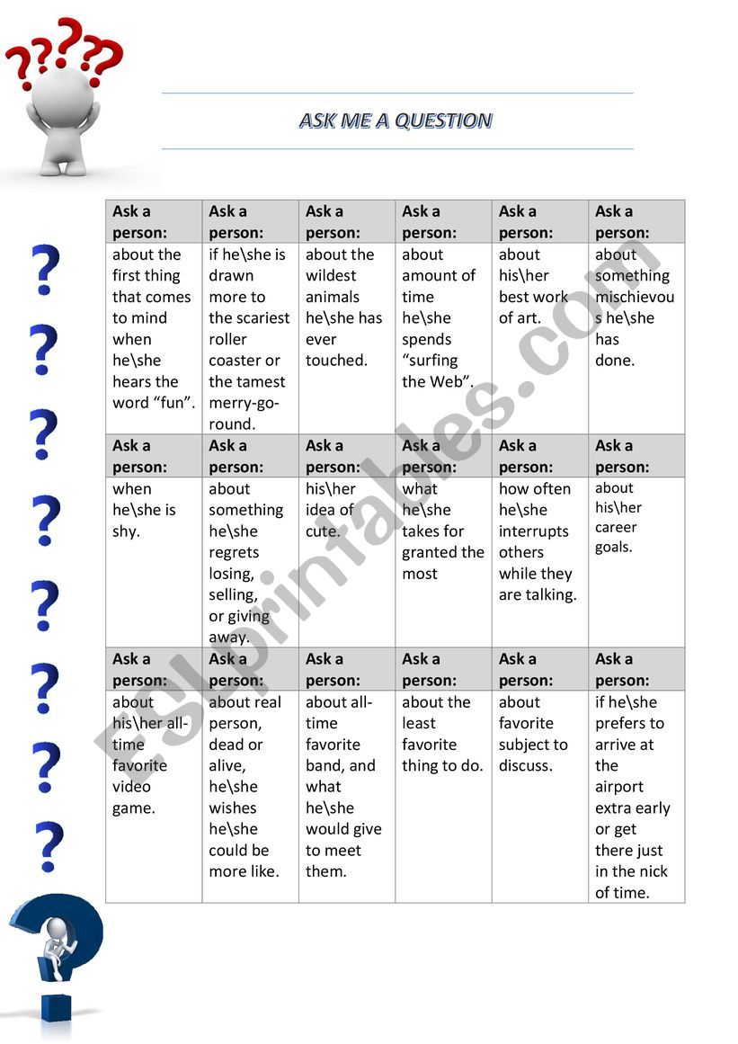 Ask me a question activity part 5 (teaching students how to build a question)