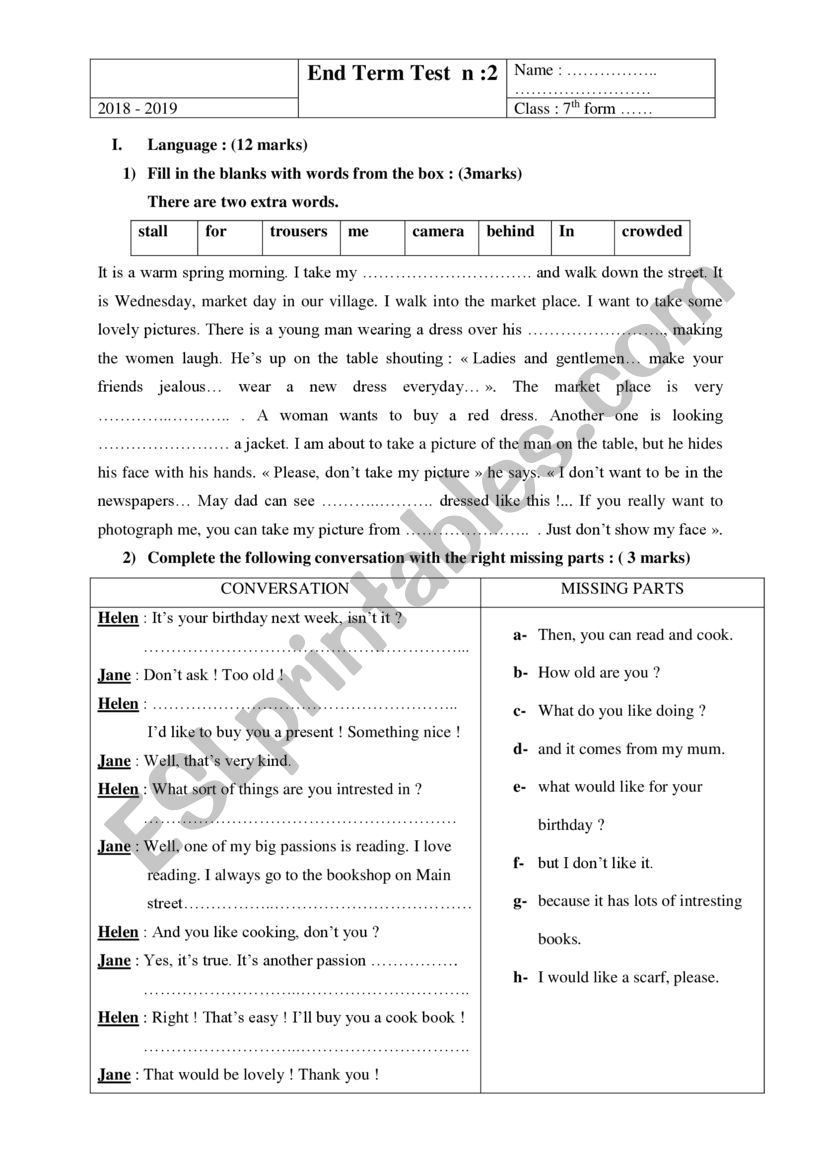 end of term test n:2  7formers