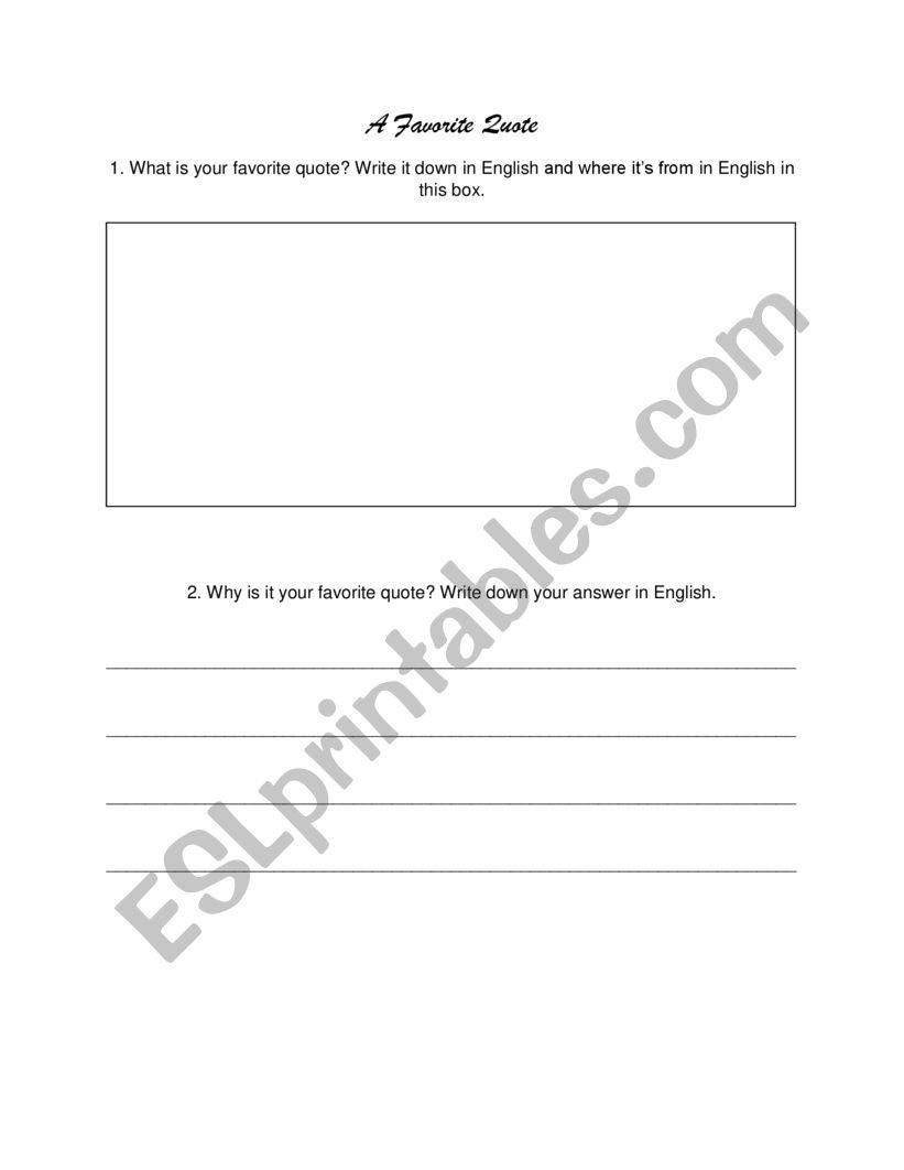 A Favorite Quote worksheet