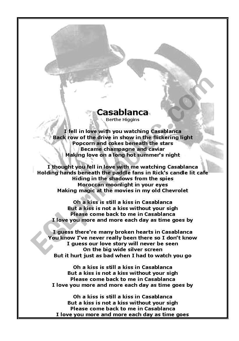 Casabanca by Berthe Higgins worksheet