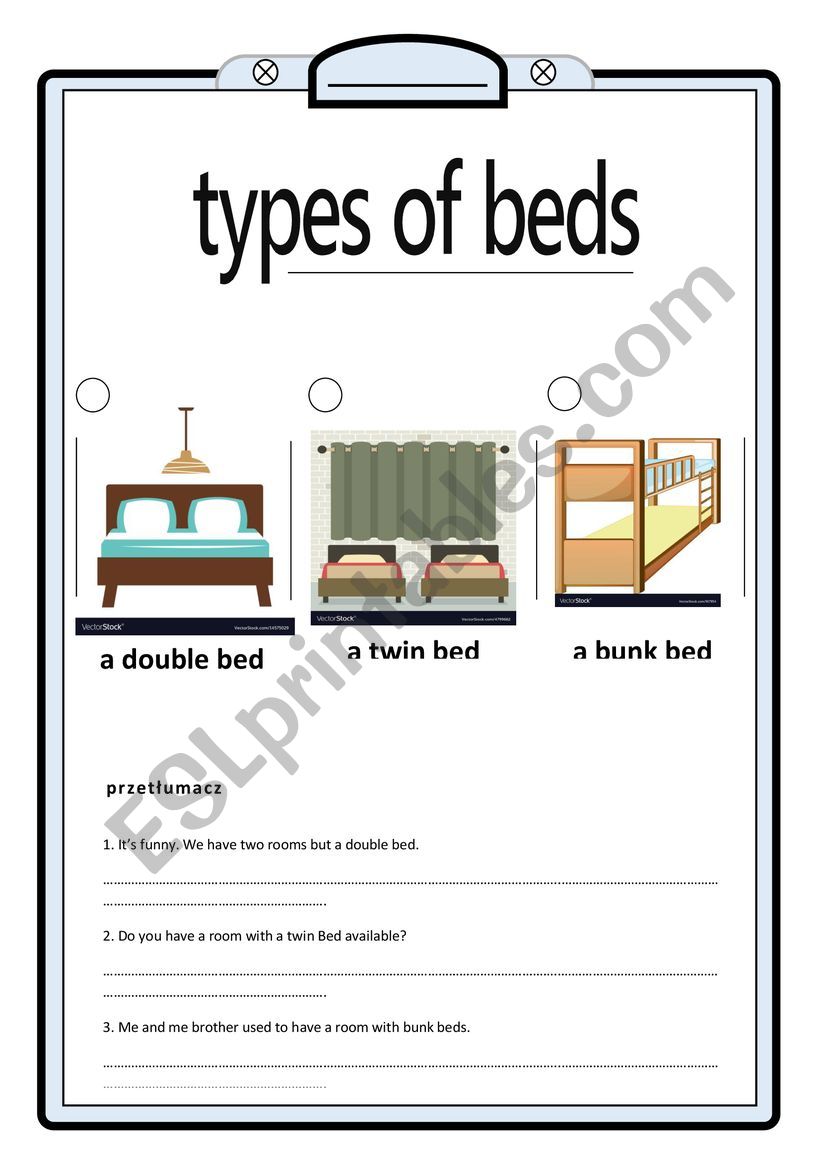 Types of beds worksheet