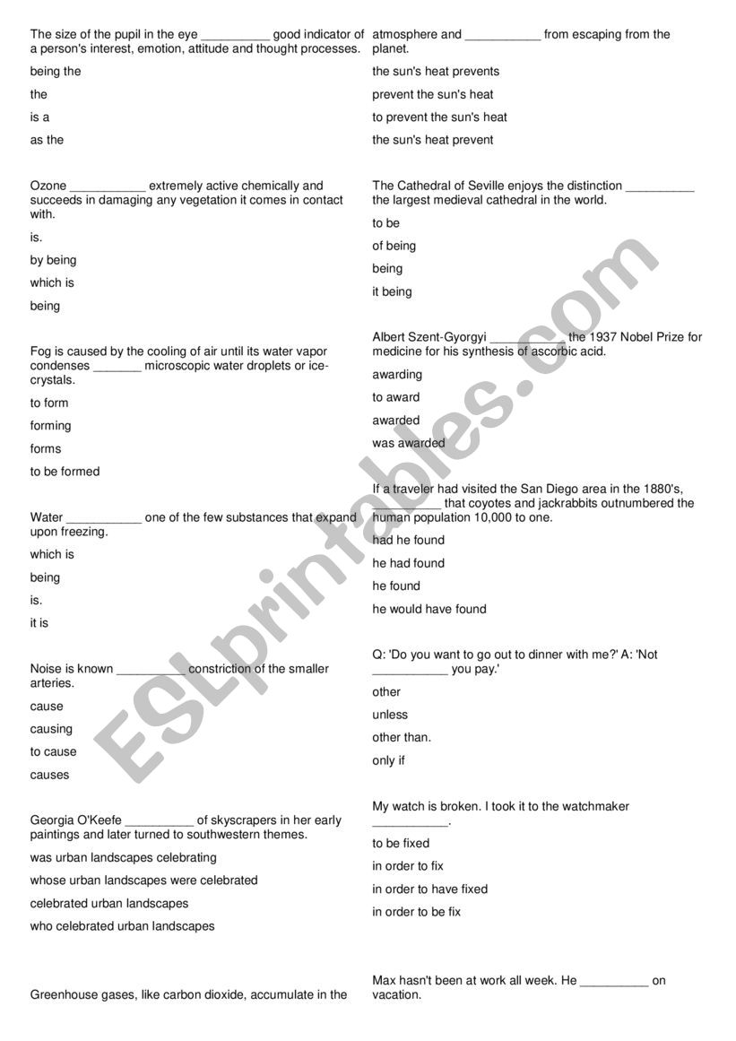 Grammar Quiz - Multiple Choice