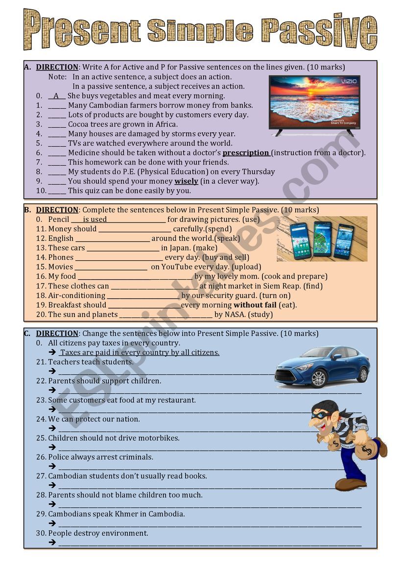 Present Simple Passive worksheet