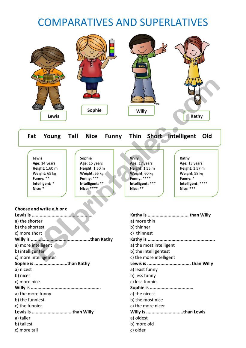 COMPARATIVES AND SUPERLATIVES worksheet