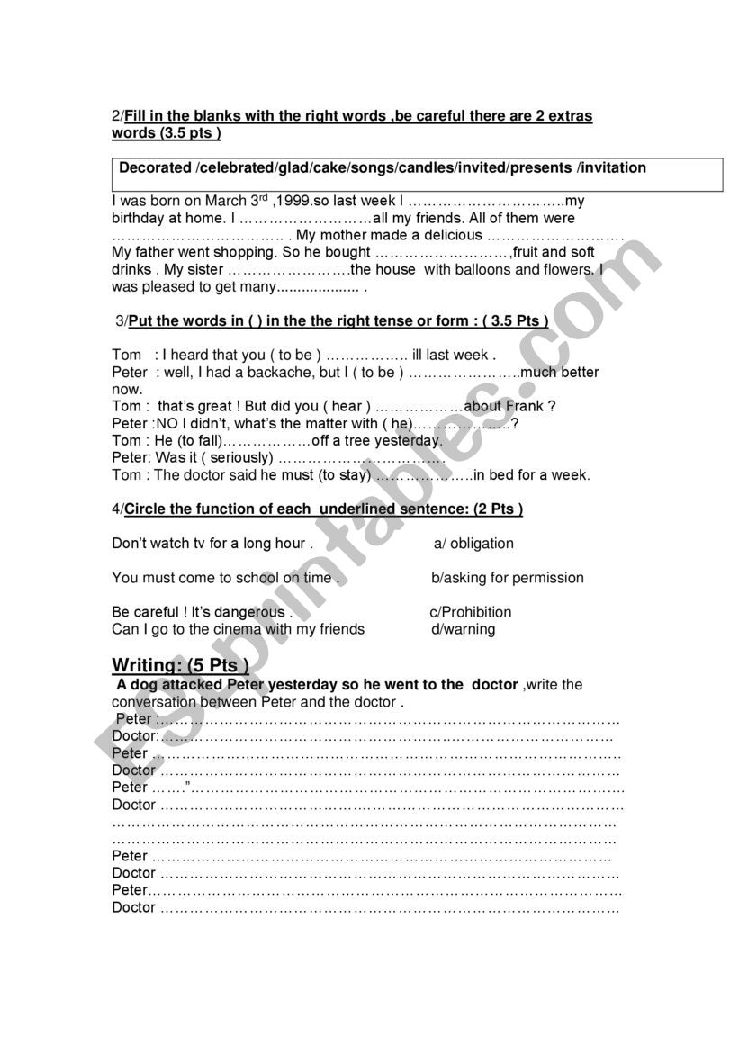 Full test n 2  worksheet