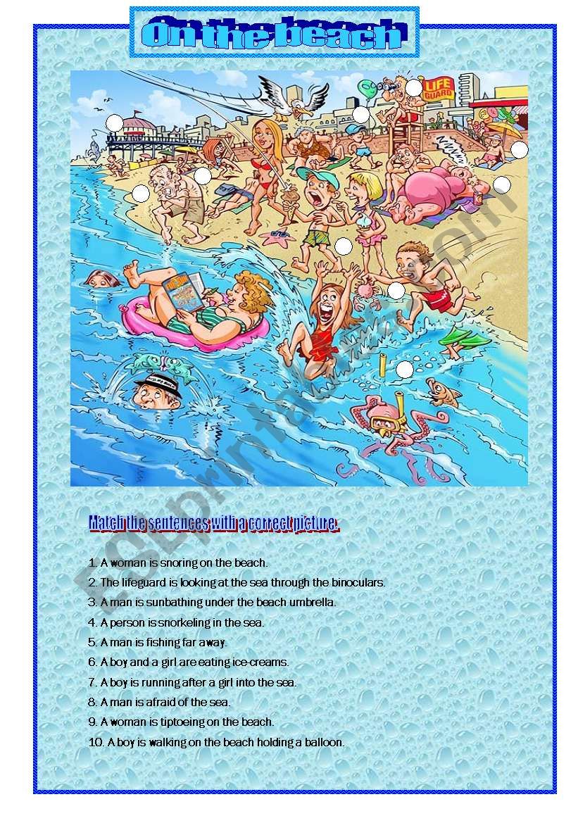 On the beach worksheet