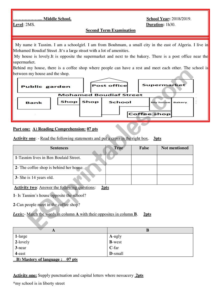 2MS EXAMINATION worksheet