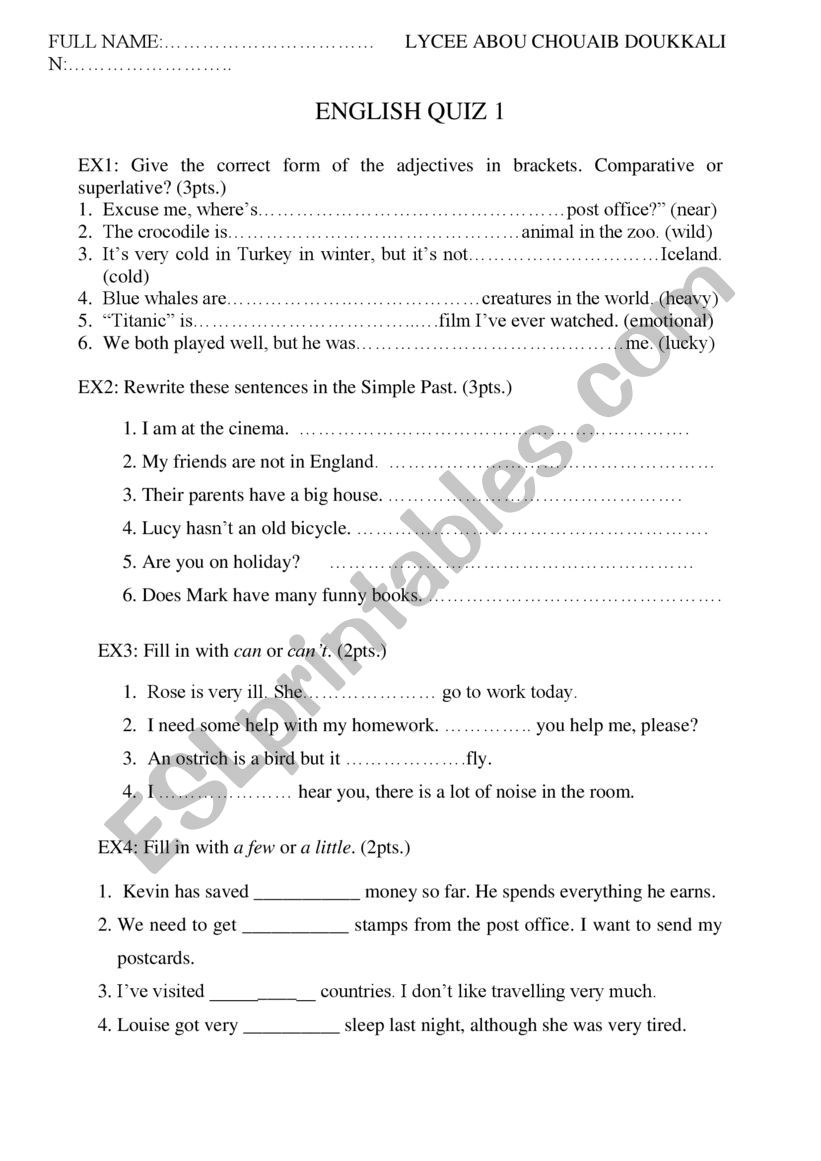 test:  worksheet