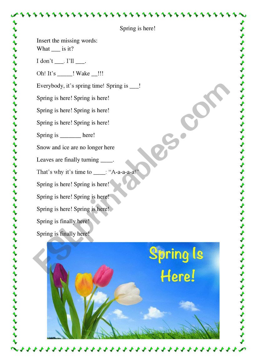 Spring is here!  worksheet