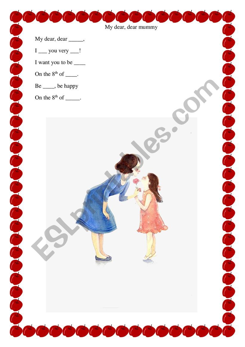 My dear, dear mummy worksheet