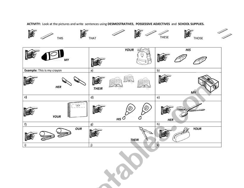 SCHOOL SUPPLIES worksheet