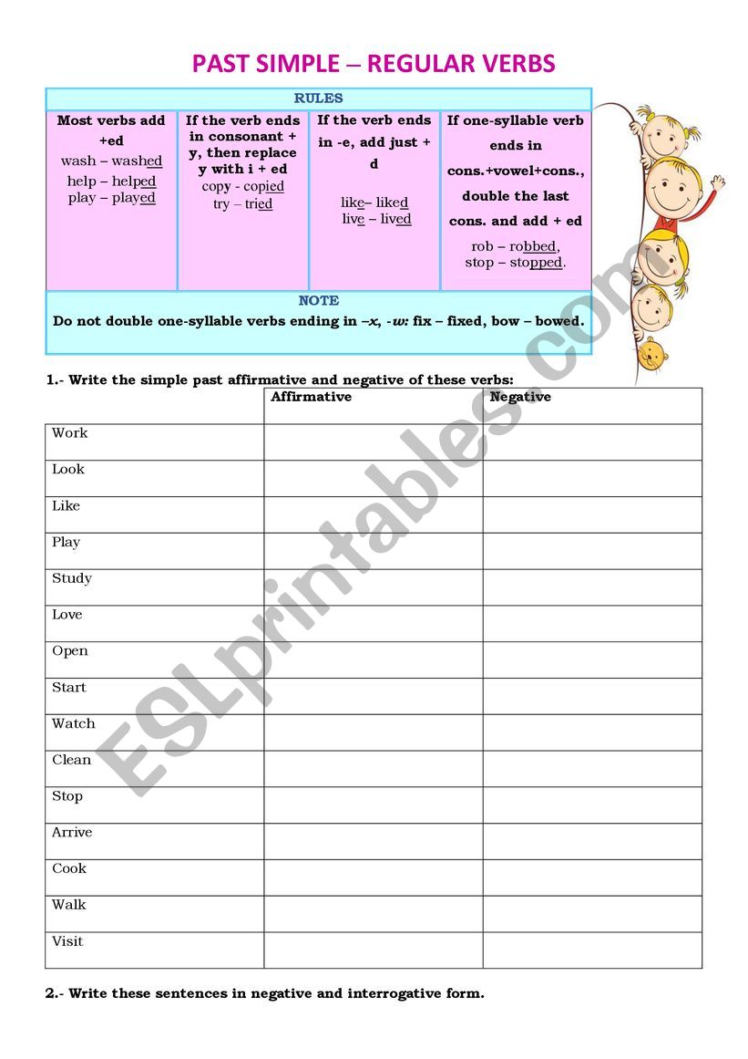 Past simple- Regular verbs worksheet