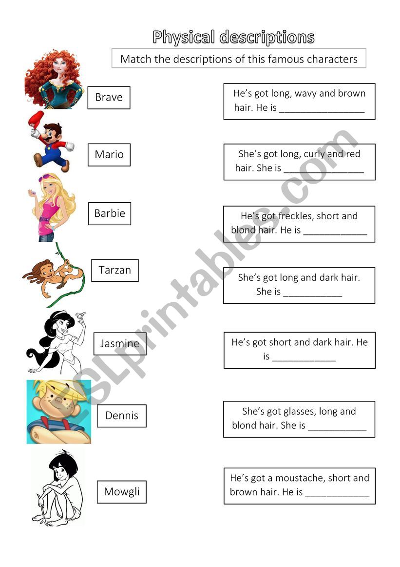 physical description worksheet