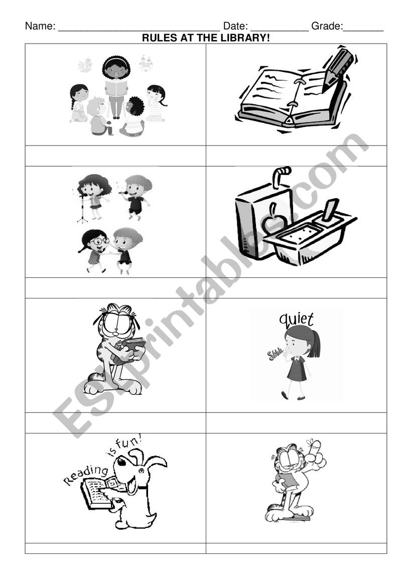 Rules at the library worksheet
