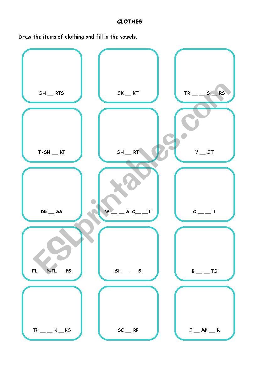 CLOTHES Vocabulary worksheet