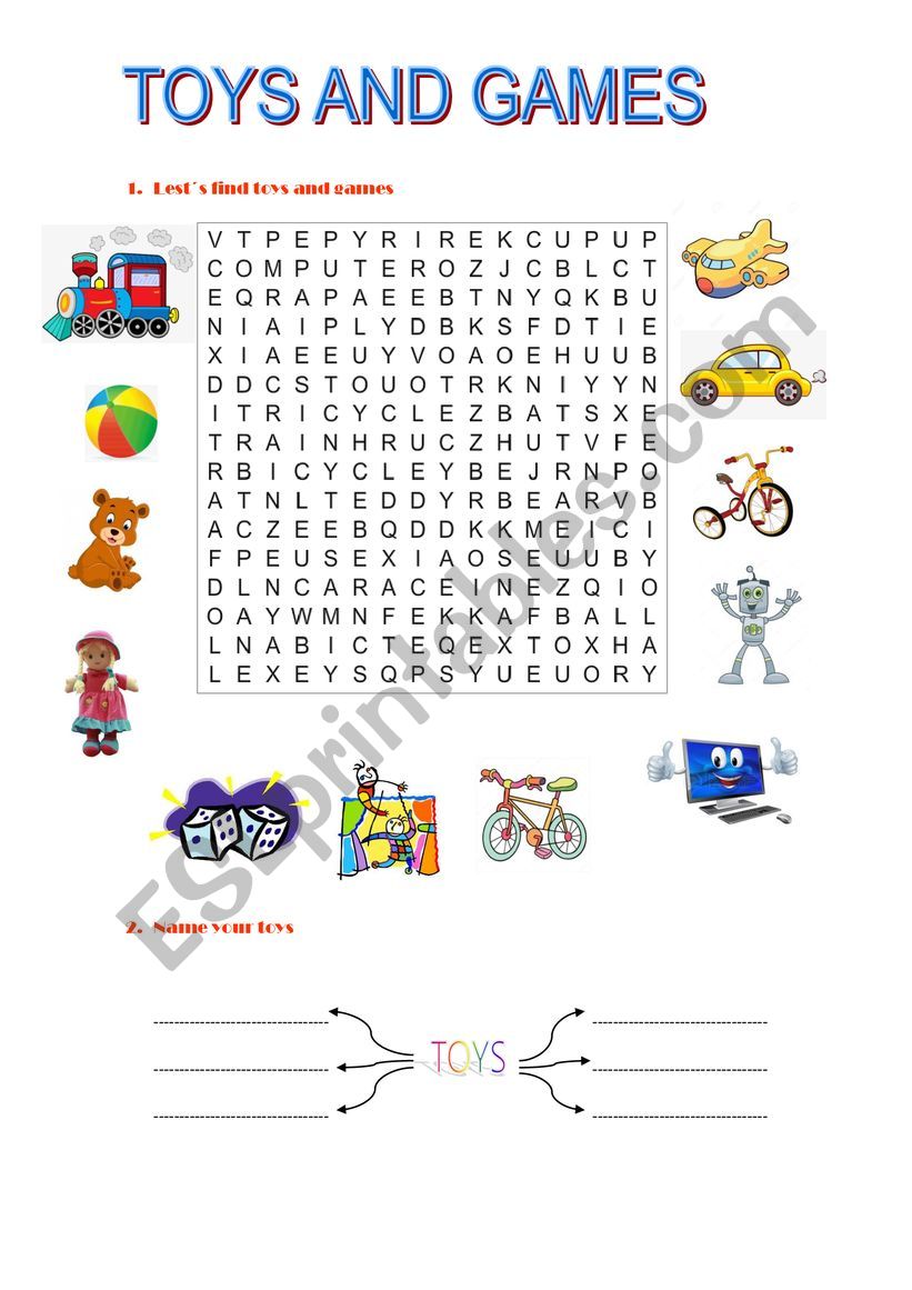 Toys and games worksheet