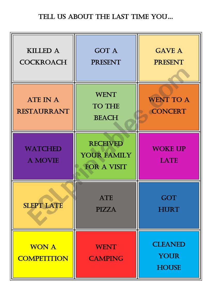 Simple Past - Tell us about the last time you...