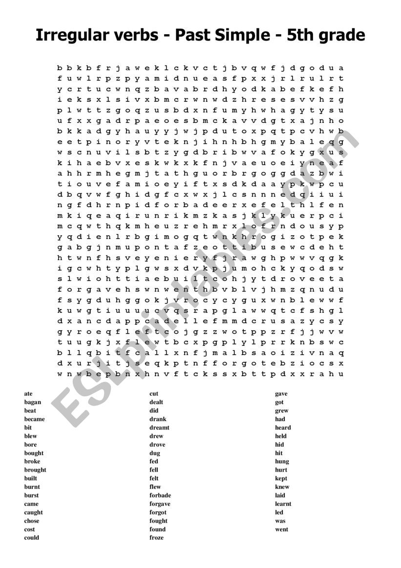Irregular verbs - wordsearch -1