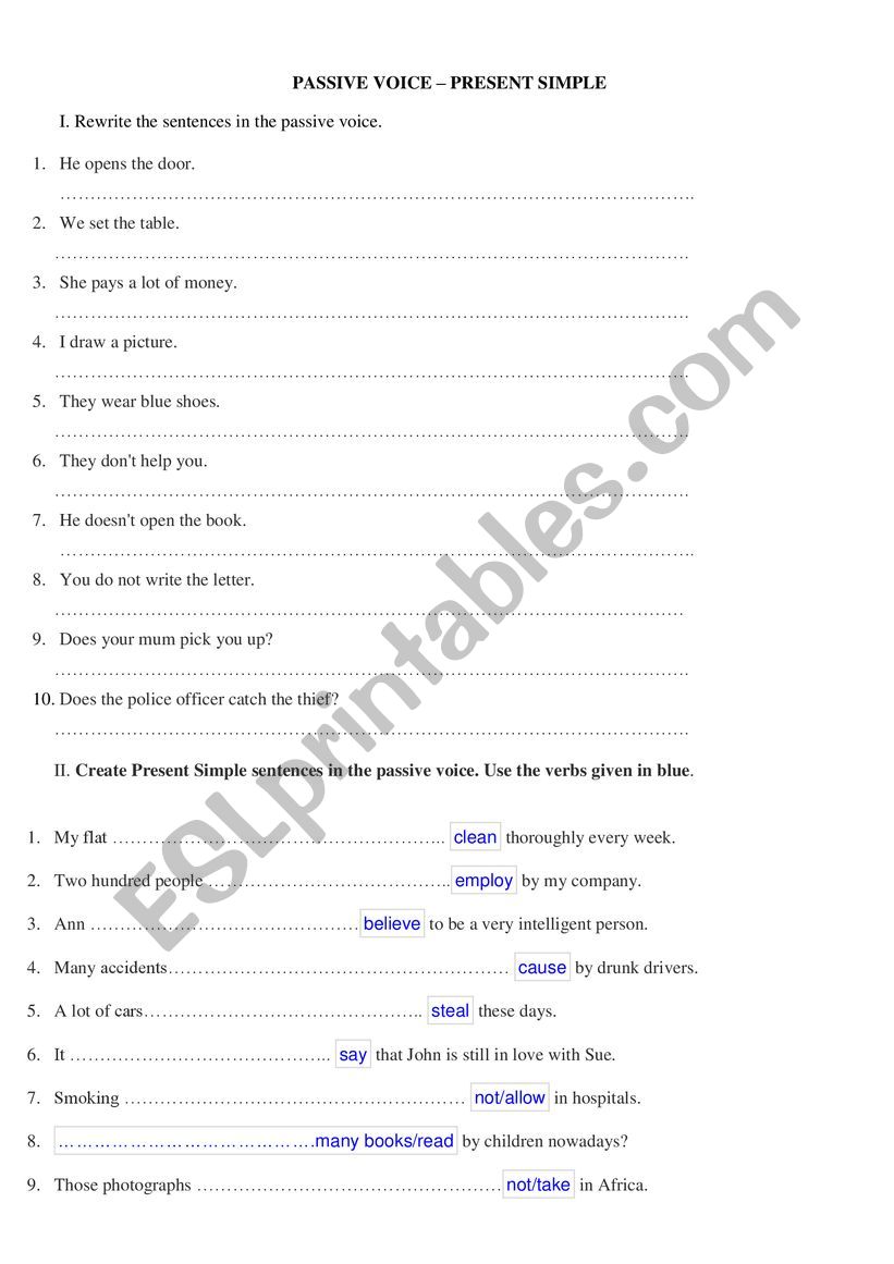 PASSIVE VOICE - PRESENT SIMPLE