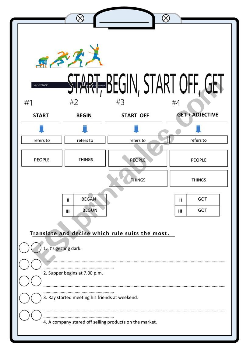 Start, Begin, Start off, Get worksheet