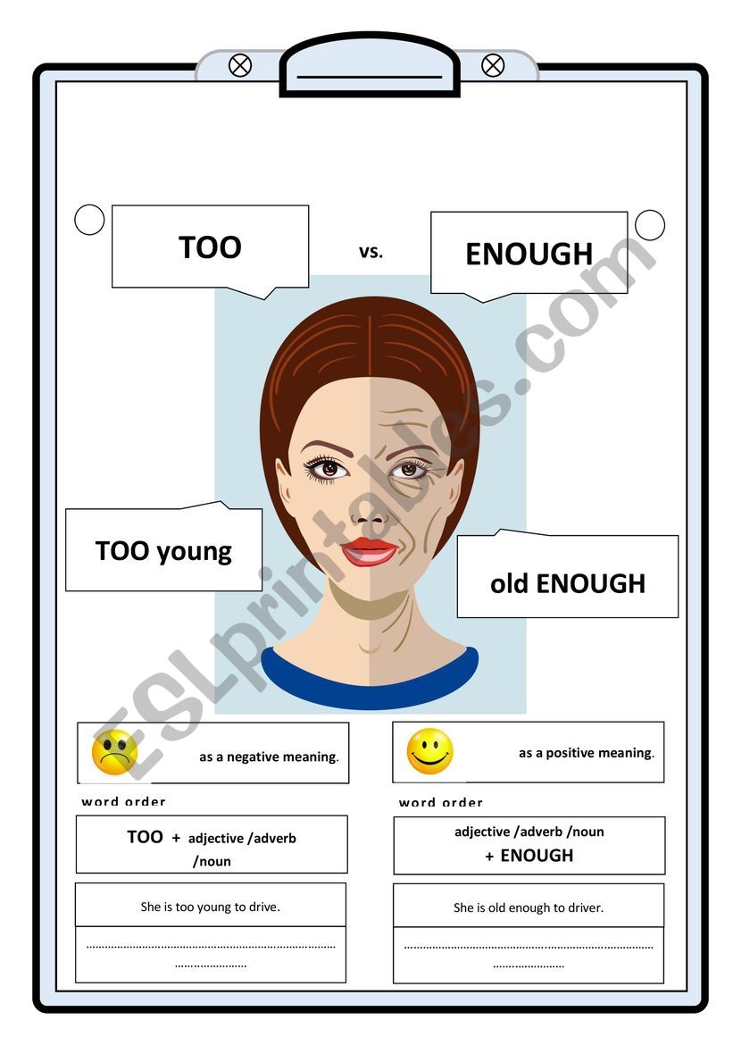 Too vs. Enough worksheet