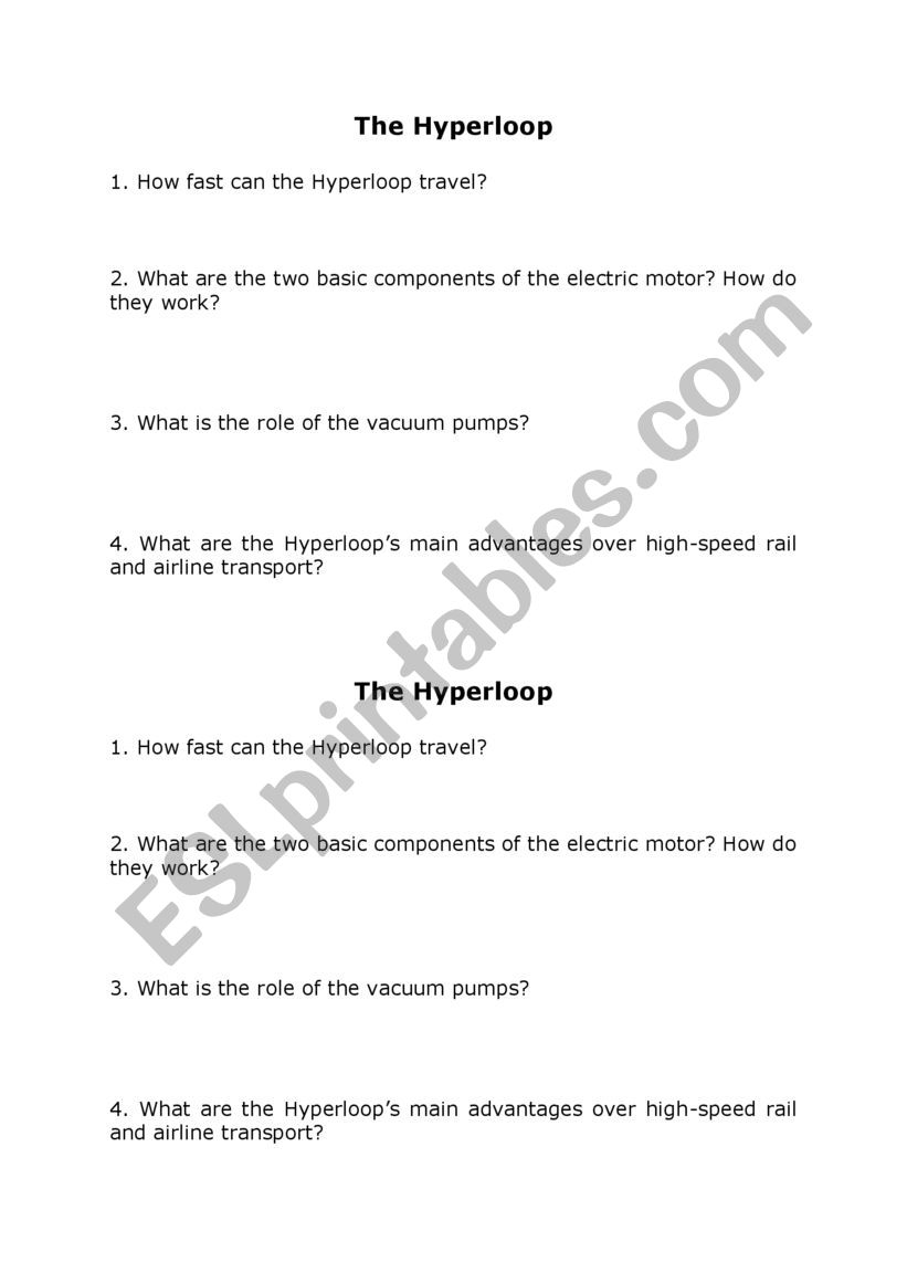 The Hyperloop - listening comprehension