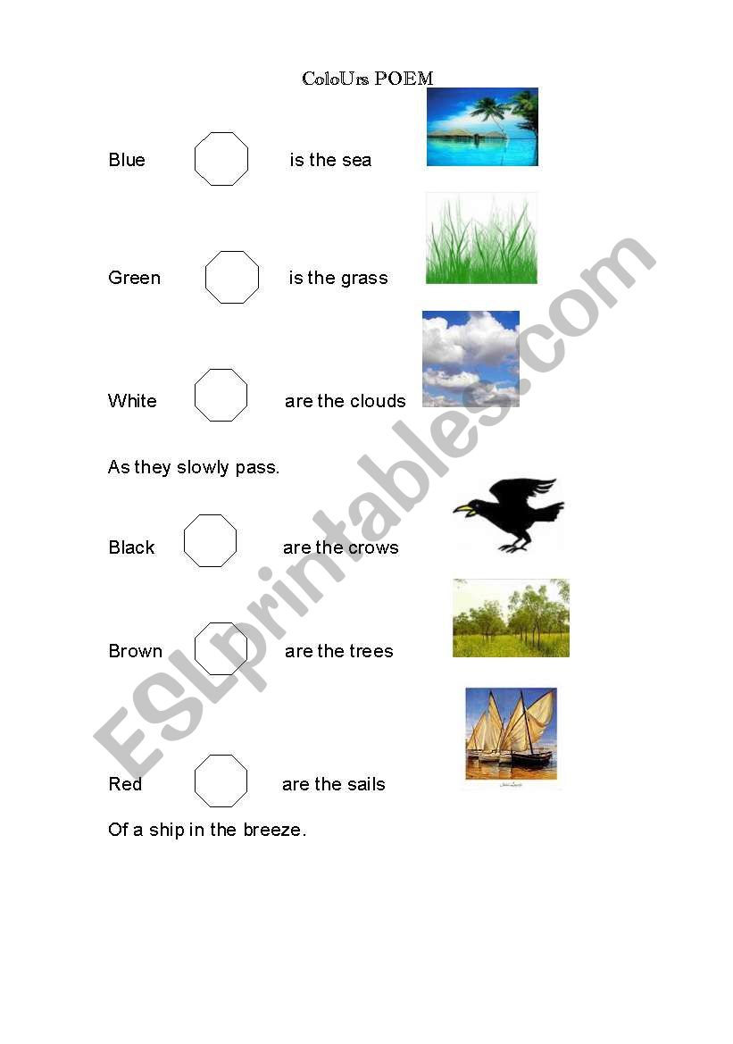 colours poem worksheet