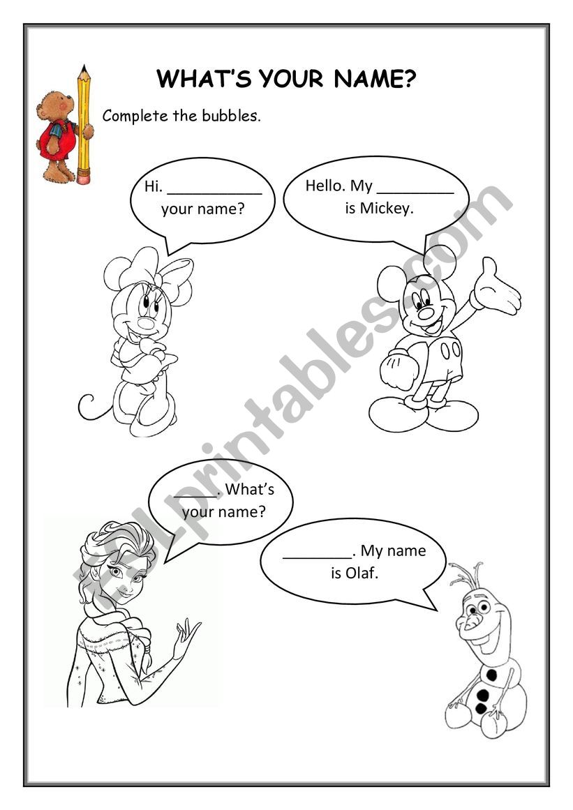 WHATÂ´S YOUR NAME worksheet