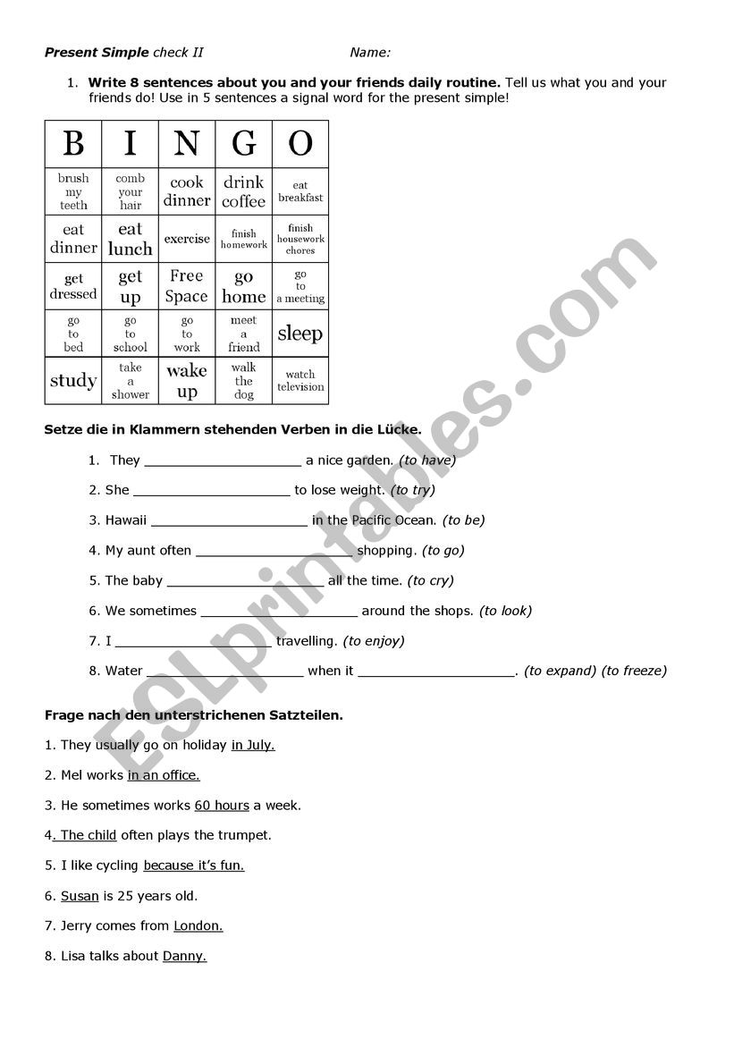 Present Simp worksheet