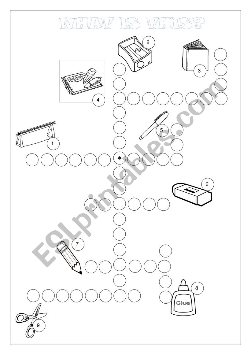 School objects worksheet