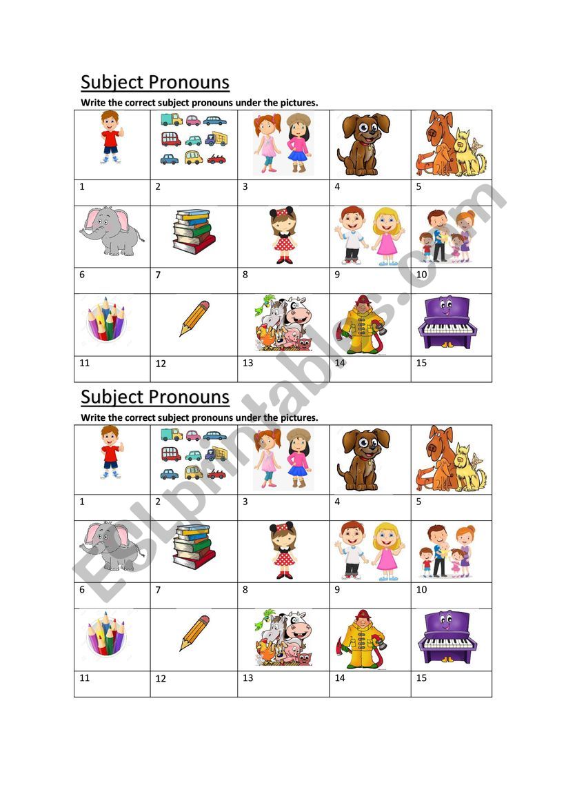 SUBJECT PRONOUNS worksheet