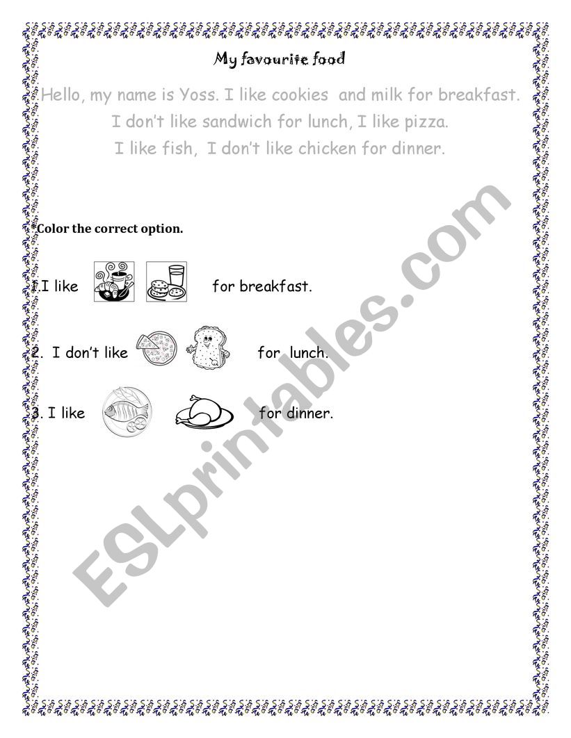 My favourite food worksheet