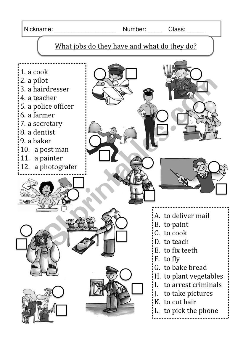 jobs worksheet