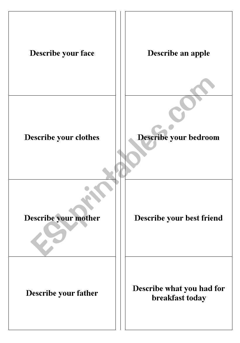 Talking cards worksheet