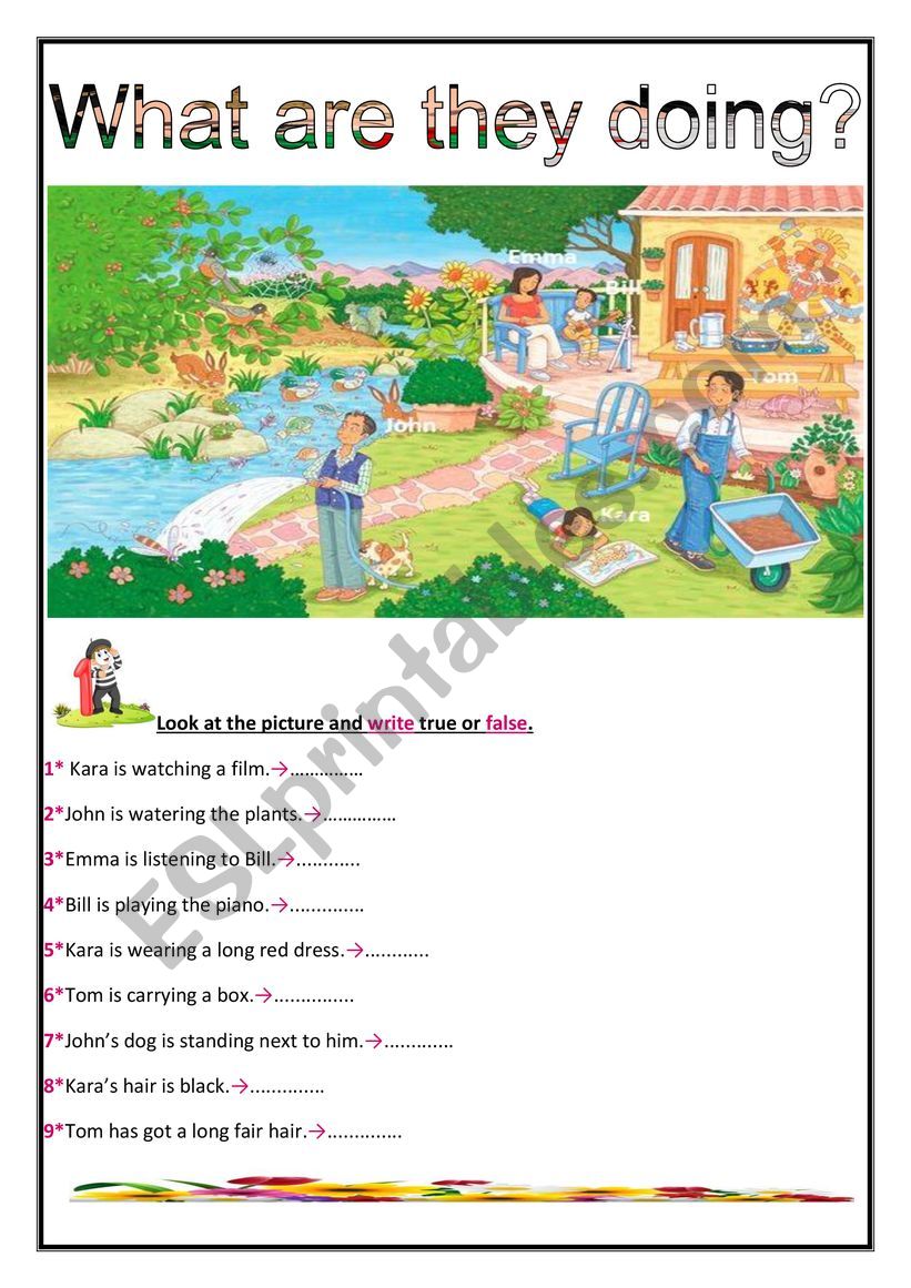 picture description worksheet