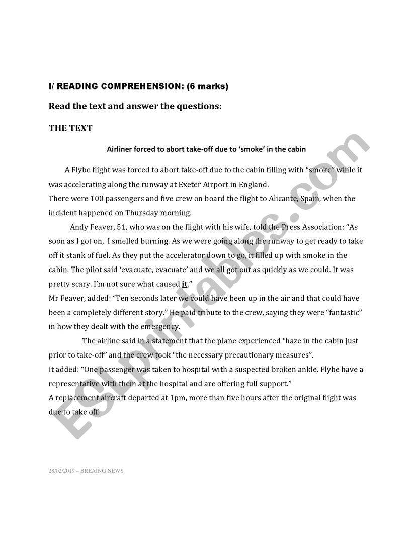 End of term 2 test  9th form worksheet