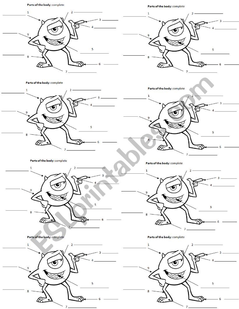 parts of the body worksheet