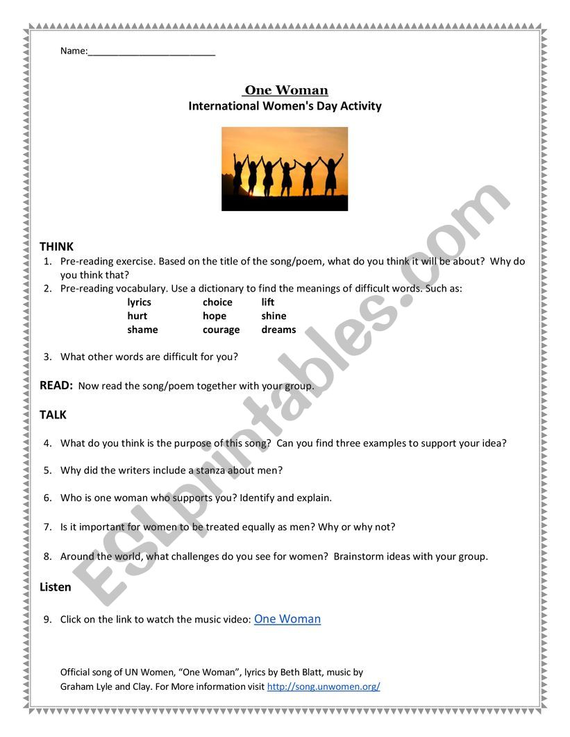 International WomanÂ´s Day Activity