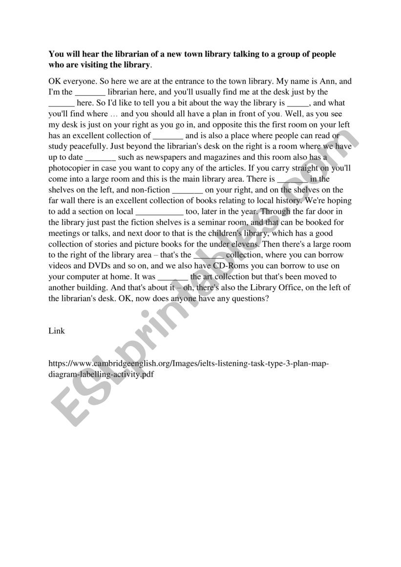 Dictation for Listening IELTS - Labeling a map