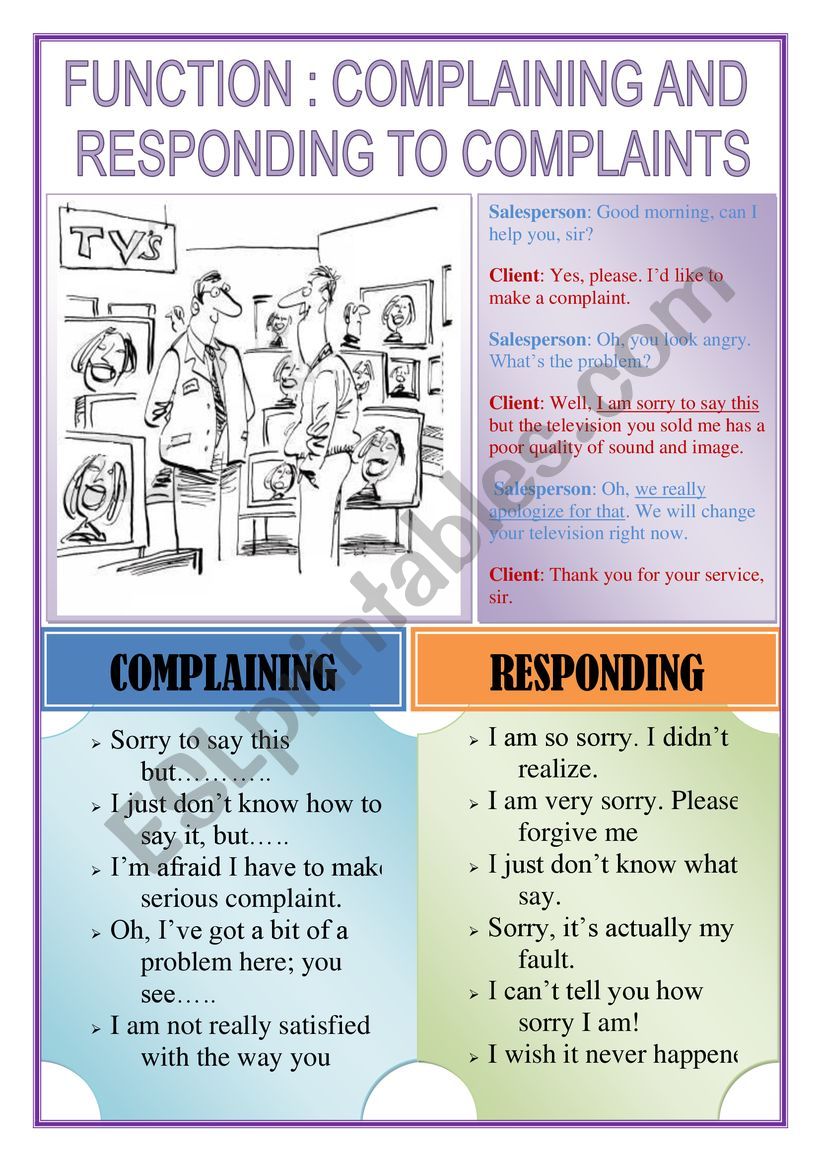 COMPLAINING AND RESPONDING TO COMPLAINTS