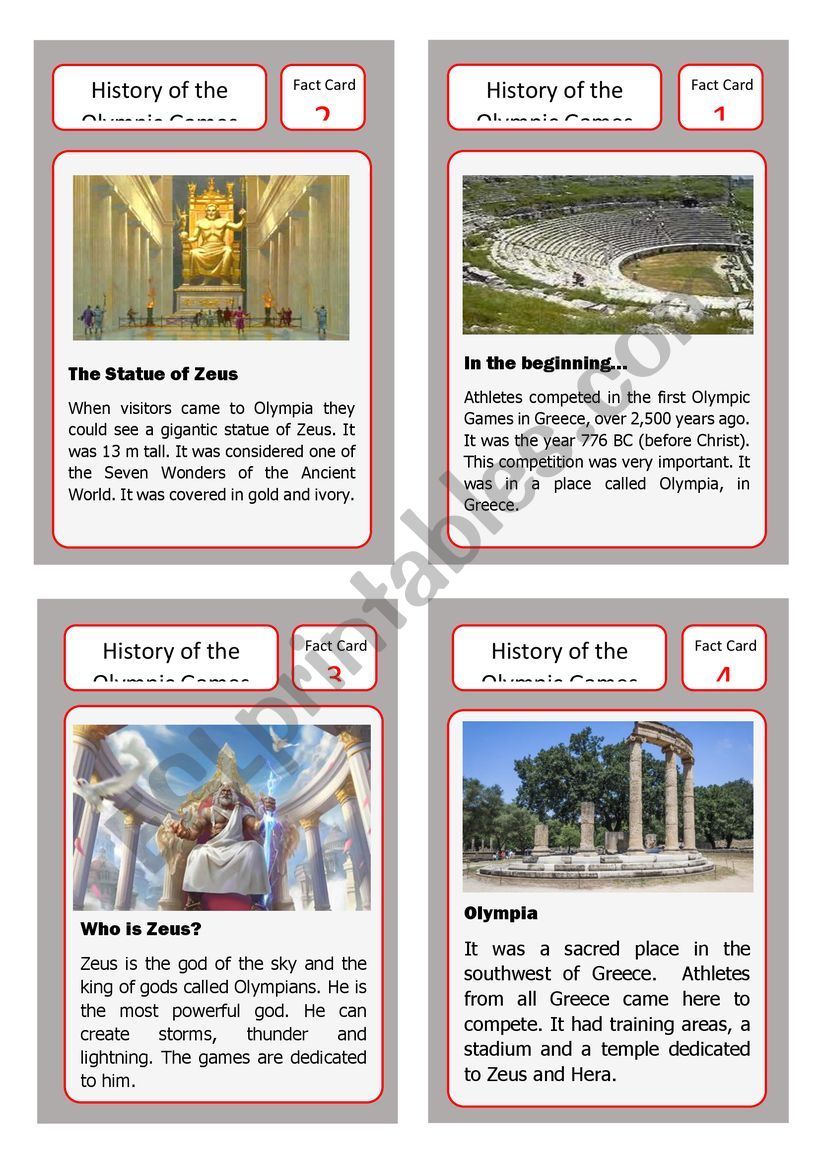 Ancient Olympics: game worksheet
