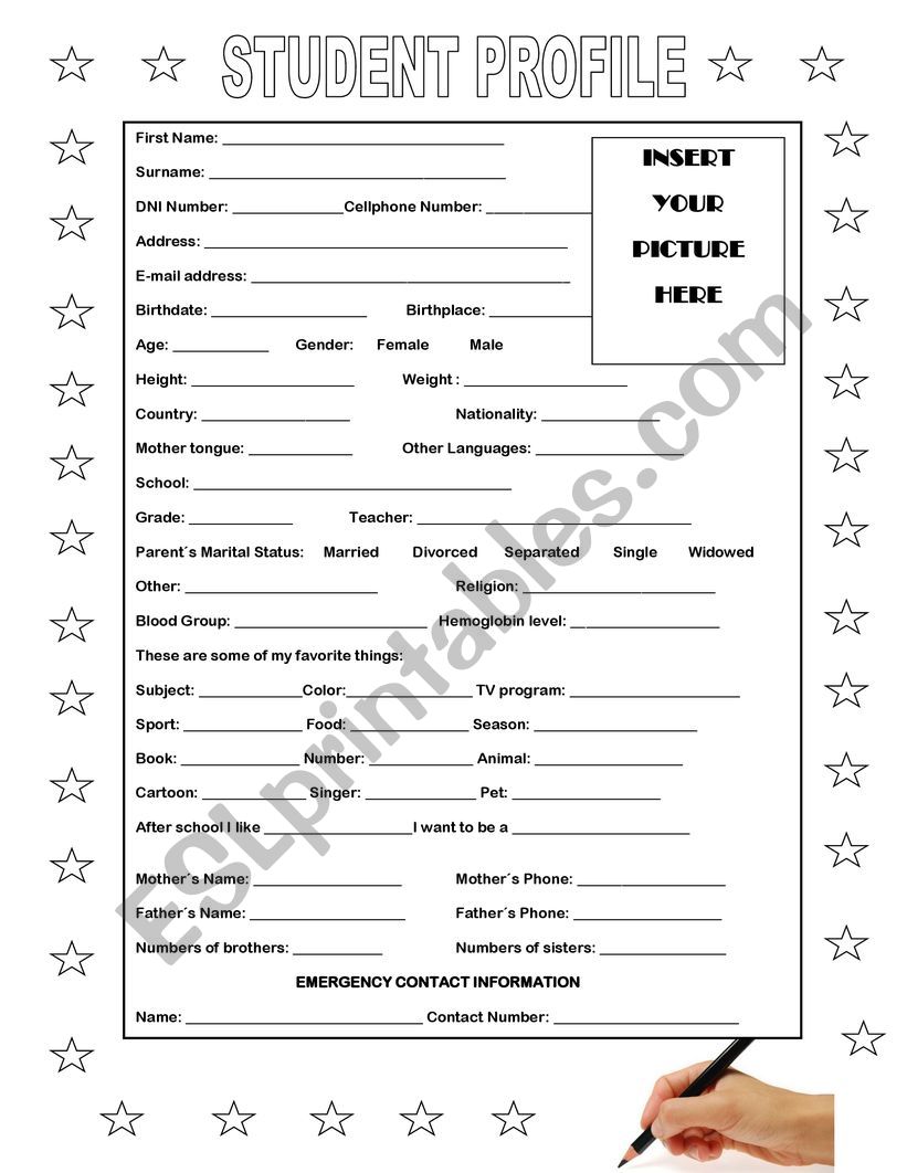 student profile worksheet