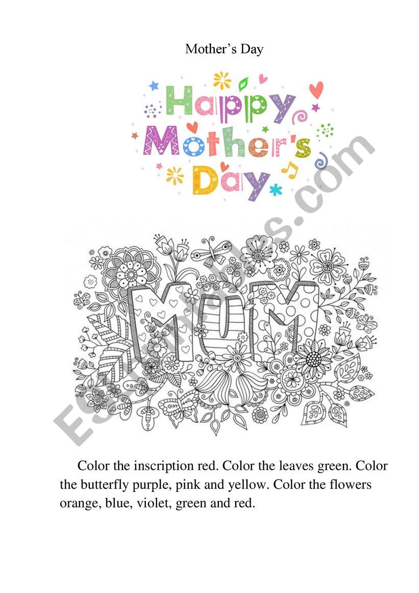 Mothers Day worksheet